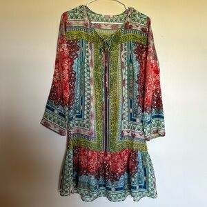 Johnny Was Boho Silk Print Dress